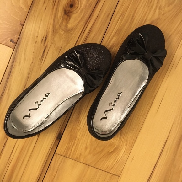 Nina girls black glitter flats
